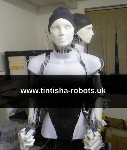 Female robot dancer 2018. The "carbon-fibre" centre is stuck on plastic.